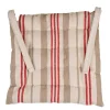 Sud Etoff Galette de chaise matelassée à rayures en toile canevas (40x40 cm - Rouge)* Galette De Chaise