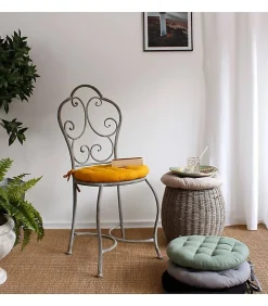 Best Home Maison Galette de chaise piquée et ronde (38x38 cm - Noir)