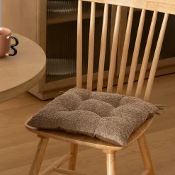 Atmosphera Créateur D'Intérieur Galette de chaise Soana bouclette beige lin 38x38cm - Atmosphera* Galette De Chaise