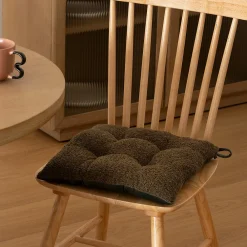 Atmosphera Créateur D'Intérieur Galette de chaise Soana bouclette vert kaki 38x38cm - Atmosphera* Galette De Chaise