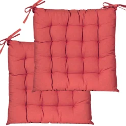 Outlet Dylrev Galettes de Chaise Bicolores - lot de 2 - 40x40cm en Terracotta Imprimé et Uni,