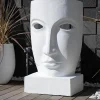 Wanda Collection Grande statue de jardin visage design blanc* Statue Décorative