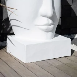 Wanda Collection Grande statue de jardin visage design blanc* Statue Décorative