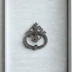 Online Secury-T Heurtoir de porte fer sur rosace carré ajourée vieil argent argent antique