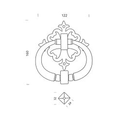 Online Secury-T Heurtoir de porte fer sur rosace carré ajourée vieil argent argent antique