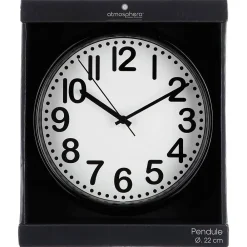 Atmosphera Créateur D'Intérieur Horloge bord arrondi - D22 cm - Noir- Atmosphera* Horloge
