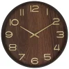 Hot Atmosphera Horloge en bois avec aiguilles et chiffres dorés