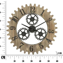 Outlet Mauro Ferretti Horloge en bois et métal Ingranaggio 60x4 cm