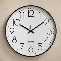 Deko Horloge murale de 30 cm pour salon, chambre, bureau, cafétéria, salle à manger, style rétro européen (noir)* Horloge