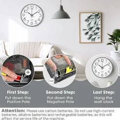Deko Horloge murale de 30 cm pour salon, chambre, bureau, cafétéria, salle à manger, style rétro européen (noir)* Horloge