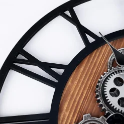 Nature Pro Horloge Murale Industrielle Engrenages Géante Chiffres Romains 57 cm, Noire, pour Salon Bar Bureau* Horloge