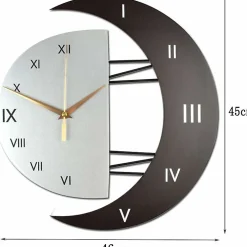 Clearance Deko Horloge Murale Moderne Design Silencieuse Horloge Cuisine Cadre en Forme de Lune Créative Horloge de Décoration pour la Maison
