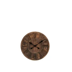 Best J-Line Horloge murale ronde en bois 40x40x6 cm