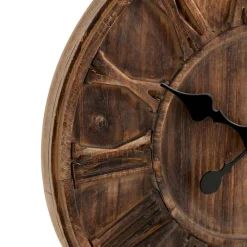 Best J-Line Horloge murale ronde en bois 40x40x6 cm