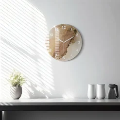 Wallfluent Horloge murale fi30 cm Avec chiffres Aiguilles blanches Art moderne beige 1 pcs* Horloge