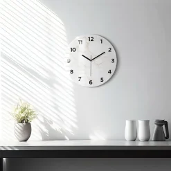 Wallfluent Horloge murale fi30 cm Avec chiffres Aiguilles noires Marbre élégant 1 pcs* Horloge