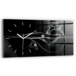 New Wallfluent Horloge murale 60x30 cm Aiguilles blanches Fumée abstraite 1 pcs