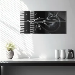 New Wallfluent Horloge murale 60x30 cm Aiguilles blanches Fumée abstraite 1 pcs