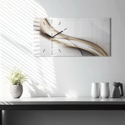 Best Wallfluent Horloge murale 60x30 cm Aiguilles noires Lignes abstraites 1 pcs