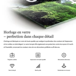 Discount Wallfluent Horloge murale 30x60 cm Avec chiffres Aiguilles blanches Abstraction 1 pcs