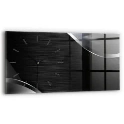 New Wallfluent Horloge murale 60x30 cm Aiguilles noires Lignes noir et argent 1 pcs