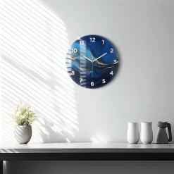 Wallfluent Horloge murale fi30 cm Avec chiffres Aiguilles blanches Marbre bleu 1 pcs* Horloge