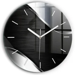 Best Wallfluent Horloge murale fi60 cm Aiguilles blanches Lignes noires et argentées 1 pcs