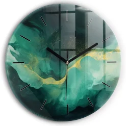 Wallfluent Horloge murale fi30 cm Aiguilles noires Marbre vert 1 pcs* Horloge