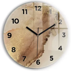 Hot Wallfluent Horloge murale fi30 cm Avec chiffres Aiguilles noires Art moderne beige 1 pcs