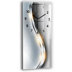 Hot Wallfluent Horloge murale 30x60 cm Avec chiffres Aiguilles noires Abstraction métallique 1 pcs
