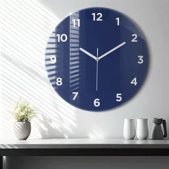 New Wallfluent Horloge murale fi60 cm Avec chiffres Aiguilles blanches Bleu marine 1 pcs