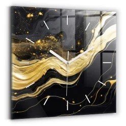 Best Wallfluent Horloge murale 30x30 cm Aiguilles blanches Marbre doré 1 pcs