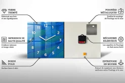 New Wallfluent Horloge murale 60x30 cm Avec chiffres Aiguilles blanches Abstraction noire 1 pcs