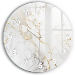 Wallfluent Horloge murale fi30 cm Avec chiffres Aiguilles blanches Marbre décoratif 1 pcs* Horloge