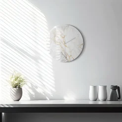 Wallfluent Horloge murale fi30 cm Avec chiffres Aiguilles blanches Marbre décoratif 1 pcs* Horloge