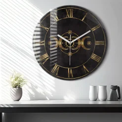 Wallfluent Horloge murale fi60 cm Aiguilles blanches Chiffres romains dorés 1 pcs* Horloge
