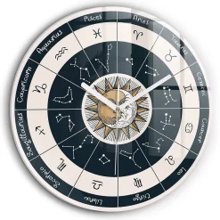 Wallfluent Horloge murale fi60 cm Aiguilles blanches Constellations et zodiaque 1 pcs* Horloge
