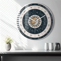 Wallfluent Horloge murale fi60 cm Aiguilles blanches Constellations et zodiaque 1 pcs* Horloge