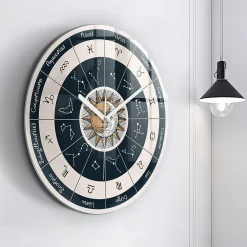Wallfluent Horloge murale fi60 cm Aiguilles blanches Constellations et zodiaque 1 pcs* Horloge