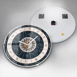 Wallfluent Horloge murale fi60 cm Aiguilles blanches Constellations et zodiaque 1 pcs* Horloge