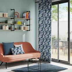 Clearance GoodHome Housse de coussin 100% coton Hiva bleu l.60 x H.60cm