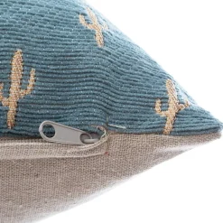 Atmosphera Créateur D'Intérieur Housse de coussin - coton et chenille - bleu et doré - 40x40 cm - Atmosphera* Housse De Coussin|Housse De Coussin