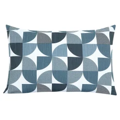 Clearance GoodHome Housse de coussin 100% coton Peca imprimé géométrique bleu marine l.60 x H.40cm