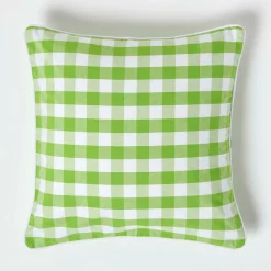 Outlet Homescapes Housse de coussin à grands carreaux vichy vert, 45 x 45 cm -