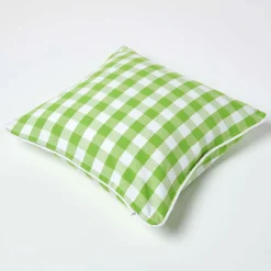 Outlet Homescapes Housse de coussin à grands carreaux vichy vert, 45 x 45 cm -