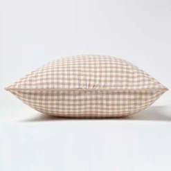 New Homescapes Housse de coussin beige à carreaux vichy, 45 x 45 cm -