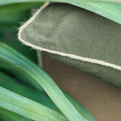 Best Linnea Housse de coussin coton fil teint 45x45 cm HONO DÉCO vert kaki