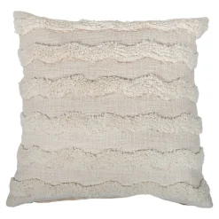 Clearance GoodHome Housse de coussin coton tufté Mulyo imprimé bohème blanc cassé l.45 x H.45cm