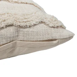 Clearance GoodHome Housse de coussin coton tufté Mulyo imprimé bohème blanc cassé l.45 x H.45cm