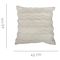 Clearance GoodHome Housse de coussin coton tufté Mulyo imprimé bohème blanc cassé l.45 x H.45cm